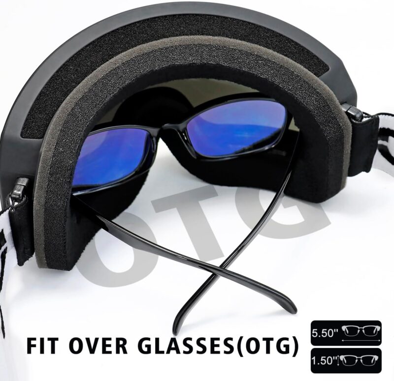 Ski Goggles Over Glasses with Dual lens | Anti-fog Anti-UV Snow Goggles for Men Women Youth Skiing Snowmobile