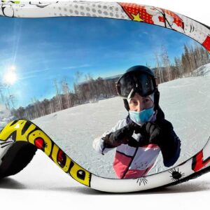 OTG Ski Goggles for Men Women With Anti-Fog Dual Layer lens, UV400 Snow Goggle for Snowboarding Snowmobiling Skating