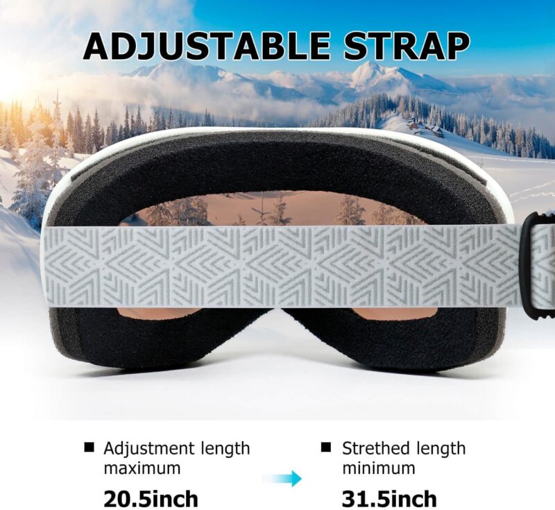 OTG Ski Goggles for Men Women With Anti-Fog Dual Layer lens, UV400 Snow Goggle for Snowboarding Snowmobiling Skating