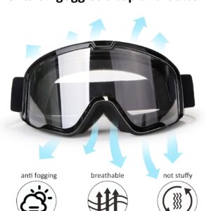 Motorcycle Goggles for Men Women Motocross Goggles Dirt Bike Goggles ATV Goggles Riding Goggles Powersports Goggles Offroad Goggle MX Goggles Skiing Goggles UV400 Anti-Scratch Dustproof Goggles Clear