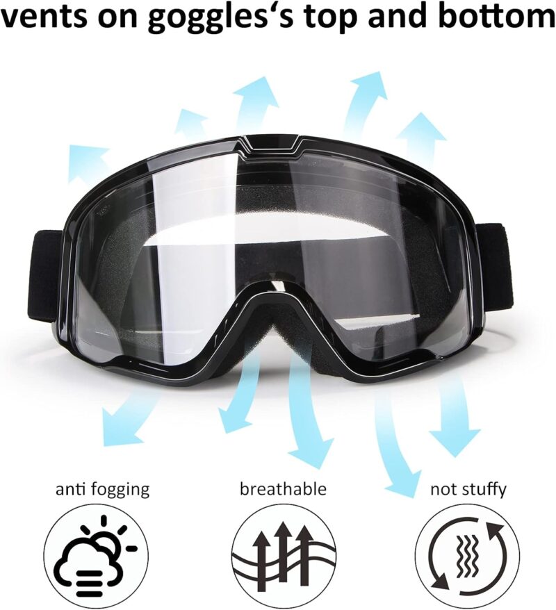 Motorcycle Goggles for Men Women Motocross Goggles Dirt Bike Goggles ATV Goggles Riding Goggles Powersports Goggles Offroad Goggle MX Goggles Skiing Goggles UV400 Anti-Scratch Dustproof Goggles Clear