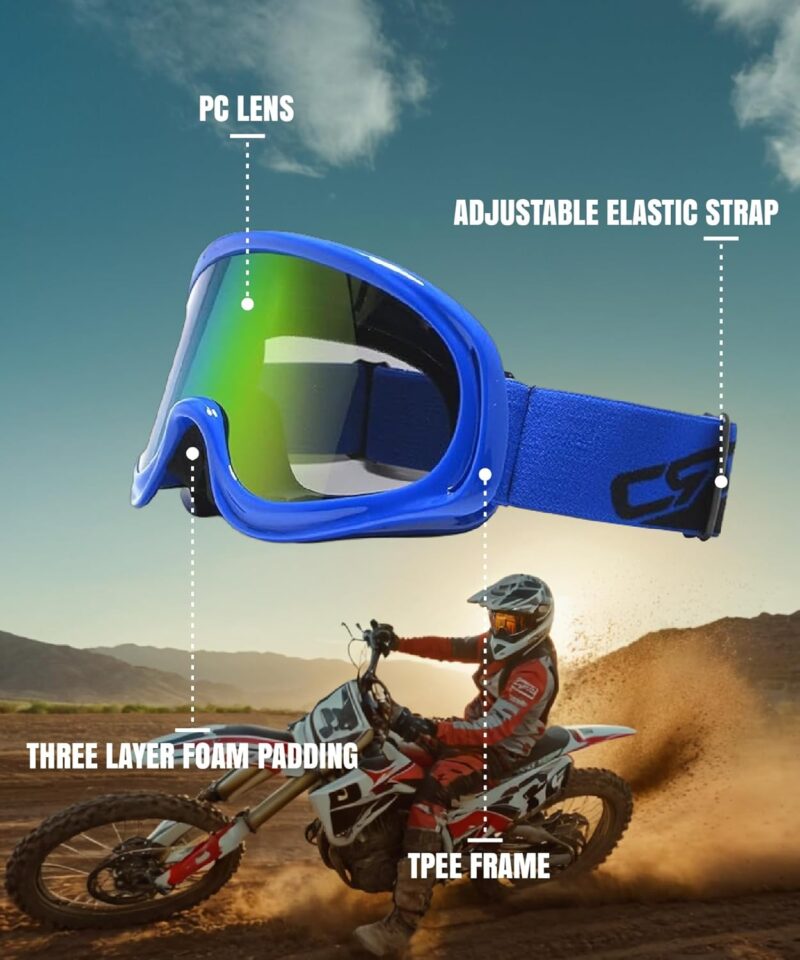 Motorcycle Goggle ATV Dirt Bike Off Road Racing Motocross Goggles for Men,Women, Adults