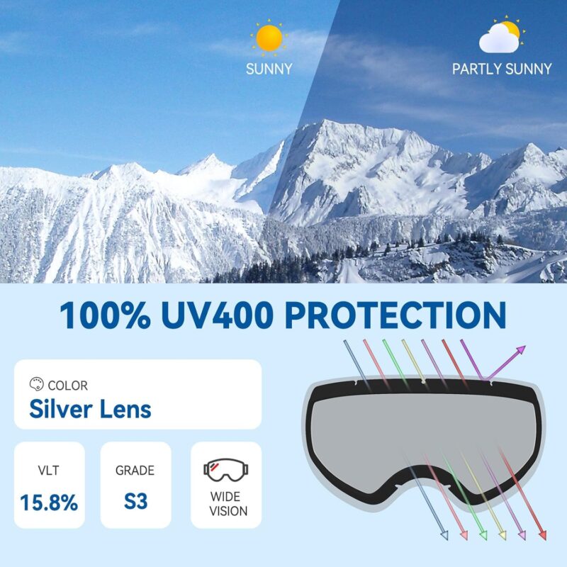 OTG Ski Goggles – Stylish & Protective Snowboard Goggles for Men Women & Youth! Enjoy the Slopes with Protection