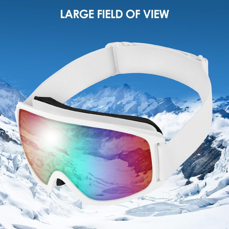 Ski Goggles, OTG-Over Glasses Ski/Snowboard Goggles for Men, Women & Youth,Anti Fog UV Protection Snow Goggles (Green)