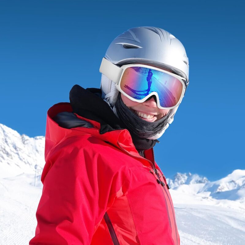 Ski Goggles, OTG-Over Glasses Ski/Snowboard Goggles for Men, Women & Youth,Anti Fog UV Protection Snow Goggles (Green)