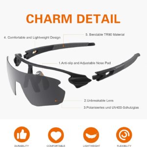 Polarized Sports Sunglasses for Men: Cycling Sun Glasses for Youth Womens UV400 Protection Goggles for Baseball Running