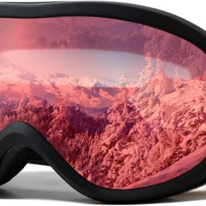 OTG Ski Goggles for Men Women With Anti-Fog Dual Layer lens, UV400 Snow Goggle for Snowboarding Snowmobiling Skating