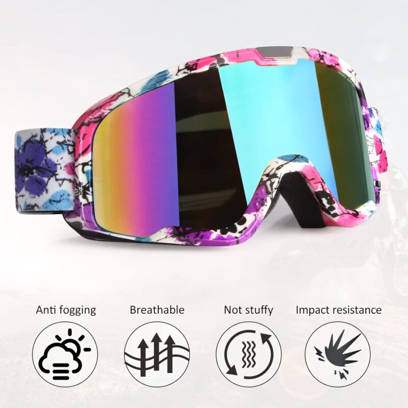 ATV Goggles Dirt Bike Goggles Motorcycle Goggles for Men Women Motocorss Riding Racing Goggles Offroad MX Goggles UV400 Anti-Scratch Dustproof Windproof Goggles Adult Youth Kids Color Lens