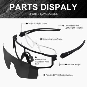 Polarized Sports Sunglasses for Men and Women,Fishing Cycling Mountain Bike Baseball Sunglasses with UV Protection
