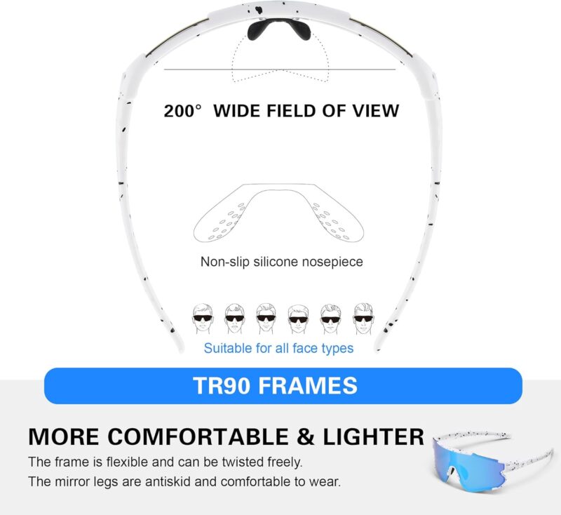 Sports Polarized Sunglasses for Men – Baseball Sun Glasses for Youth Womens Cycling, Running Bike UV Protection
