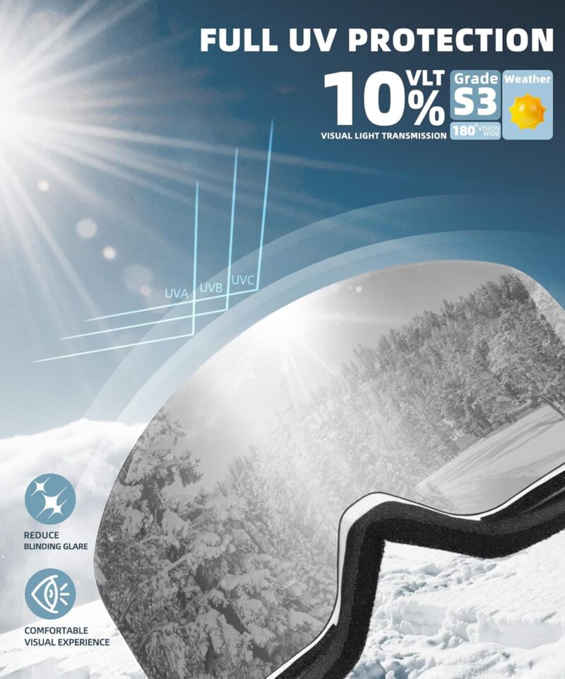 Ski Goggles for Men Women Snow Goggles Anti fog Snowboard Goggles with 100% UV Protection