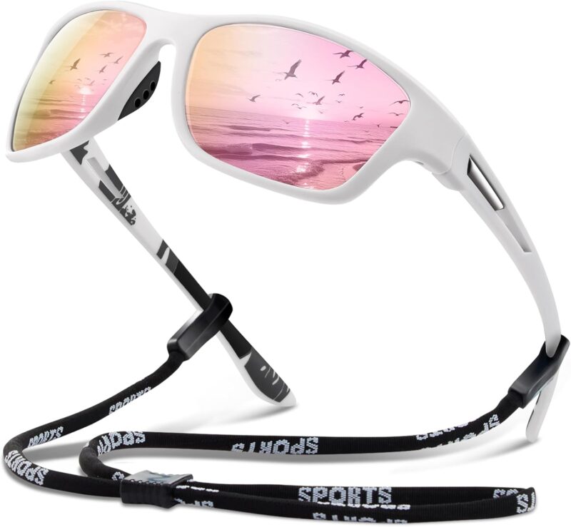 Polarized Sports Sunglasses for Men: UV400 Protection Glasses Womens Wrap Around Goggles for Driving Fishing