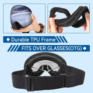 OTG Ski Goggles – Stylish & Protective Snowboard Goggles for Men Women & Youth! Enjoy the Slopes with Protection
