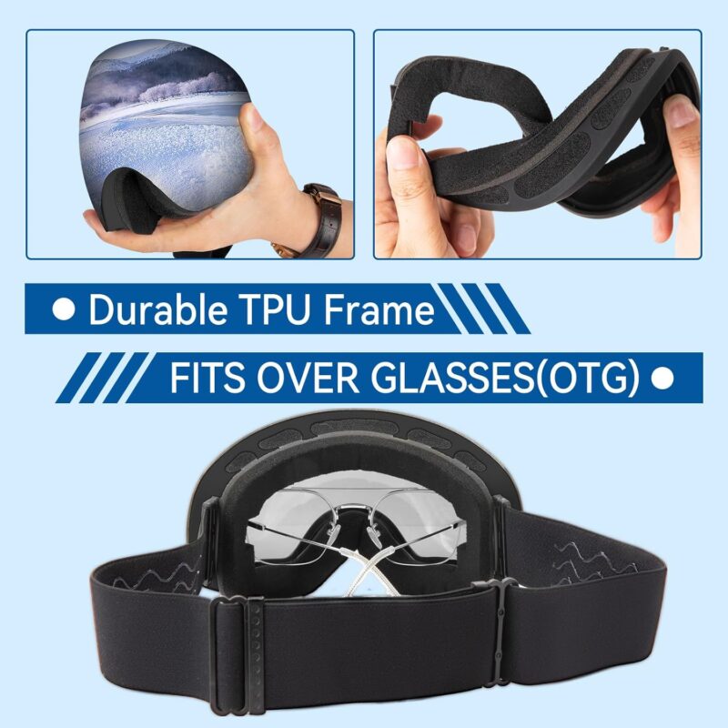 OTG Ski Goggles – Stylish & Protective Snowboard Goggles for Men Women & Youth! Enjoy the Slopes with Protection