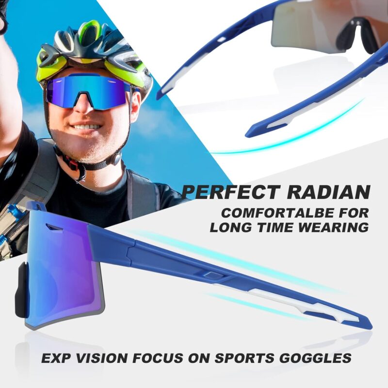 Polarized Cycling Glasses, UV 400 Sports Sunglasses Biking Goggles Running Hiking Golf Fishing Driving