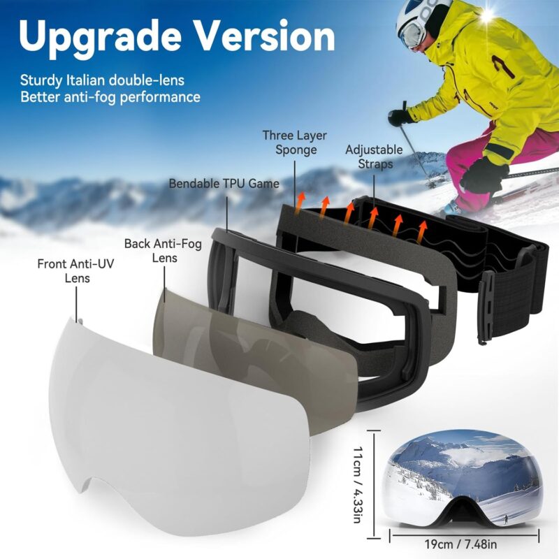 OTG Ski Goggles – Stylish & Protective Snowboard Goggles for Men Women & Youth! Enjoy the Slopes with Protection
