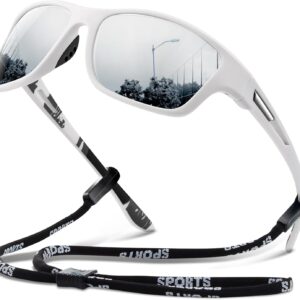 Polarized Sports Sunglasses for Men: UV400 Protection Glasses Womens Wrap Around Goggles for Driving Fishing