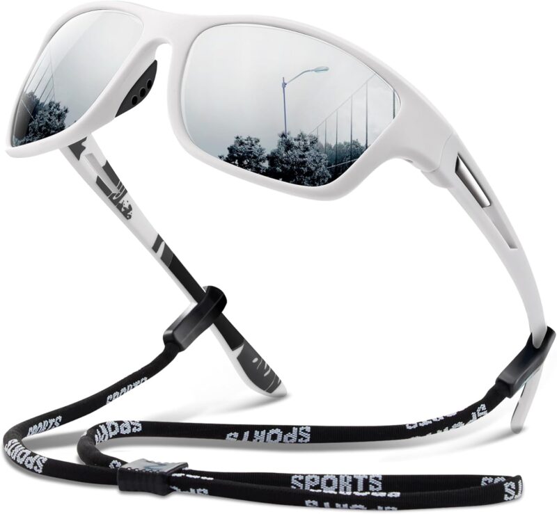 Polarized Sports Sunglasses for Men: UV400 Protection Glasses Womens Wrap Around Goggles for Driving Fishing