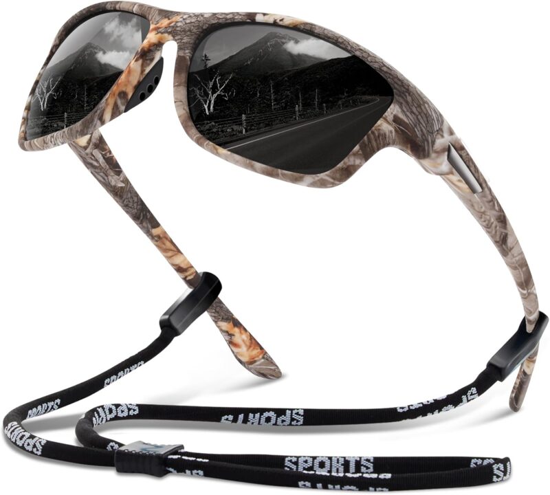 Polarized Sports Sunglasses for Men: UV400 Protection Glasses Womens Wrap Around Goggles for Driving Fishing