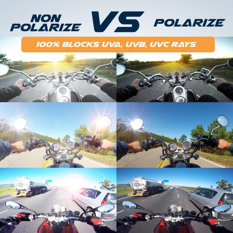 Motorcycle Riding Glasses Kit – 4 Lenses – Polarized, Smoke, Yellow, And Clear. Plus Case, Cleaning Cloth, And Strap Motorcycle Accessories.