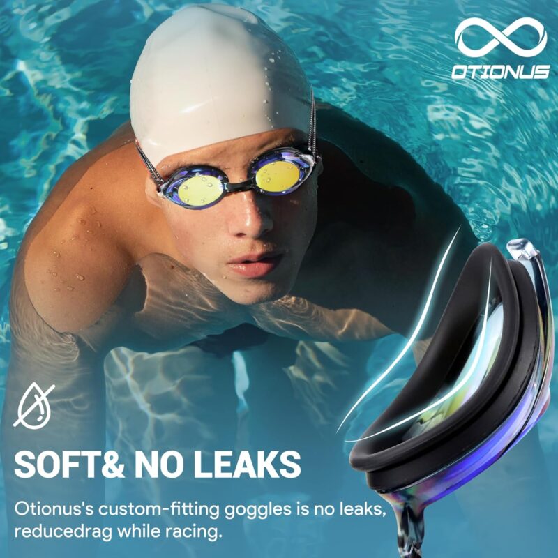 Swim Goggles for Adult Men Women Youth, Bungee Strap Swimming Goggles No Hair Pulling Mirrored/Clear Lens Goggles