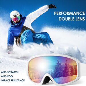 Ski Goggles, OTG-Over Glasses Ski/Snowboard Goggles for Men, Women & Youth,Anti Fog UV Protection Snow Goggles (Green)