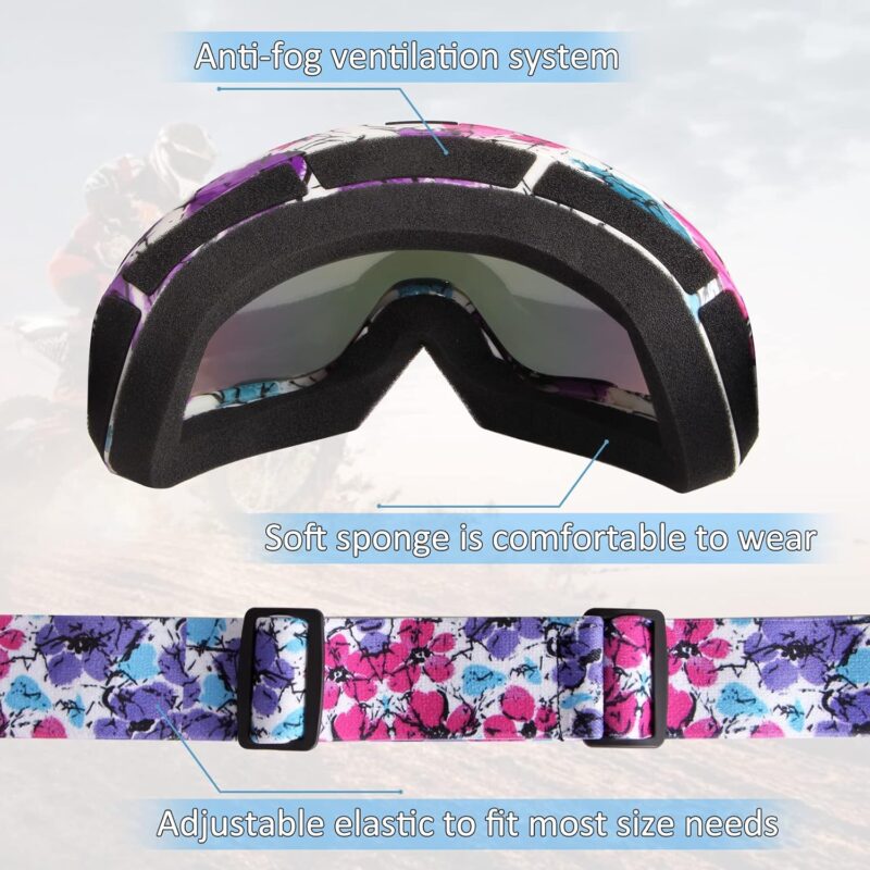 ATV Goggles Dirt Bike Goggles Motorcycle Goggles for Men Women Motocorss Riding Racing Goggles Offroad MX Goggles UV400 Anti-Scratch Dustproof Windproof Goggles Adult Youth Kids Color Lens