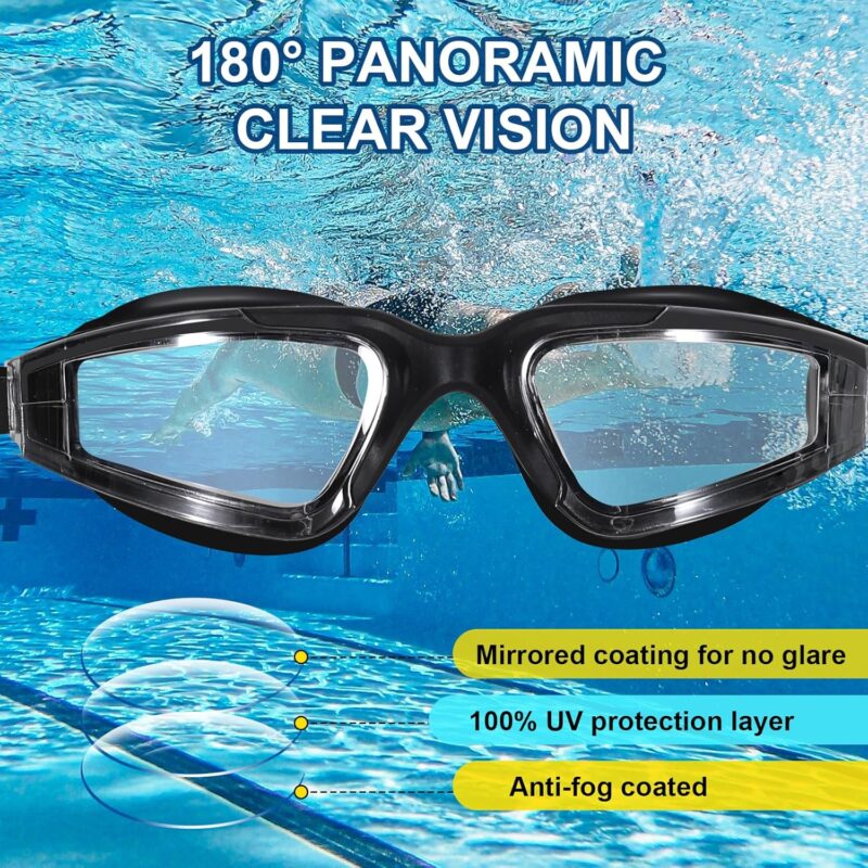Clarity with our Anti-Fog and Anti-UV Swim Goggles – Wide View Swimming Goggles for Crystal-Clear Underwater Adventures