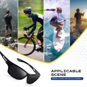 Polarized Sports Sunglasses for Men: UV400 Protection Glasses Womens Wrap Around Goggles for Driving Fishing
