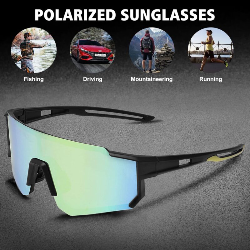 Polarized Sports Sunglasses for Men Women,Driving Fishing Cycling Mountain Bike Sunglasses UV400 Protection