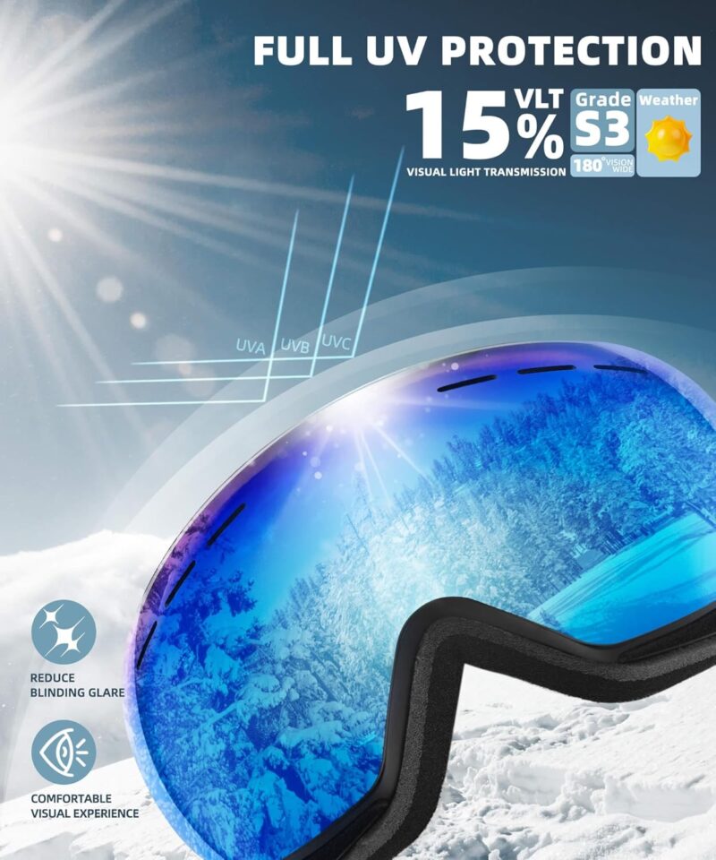 Anti Fog Ski Goggles for Men Women Snow Goggles with UV Protection Snowboard Goggles
