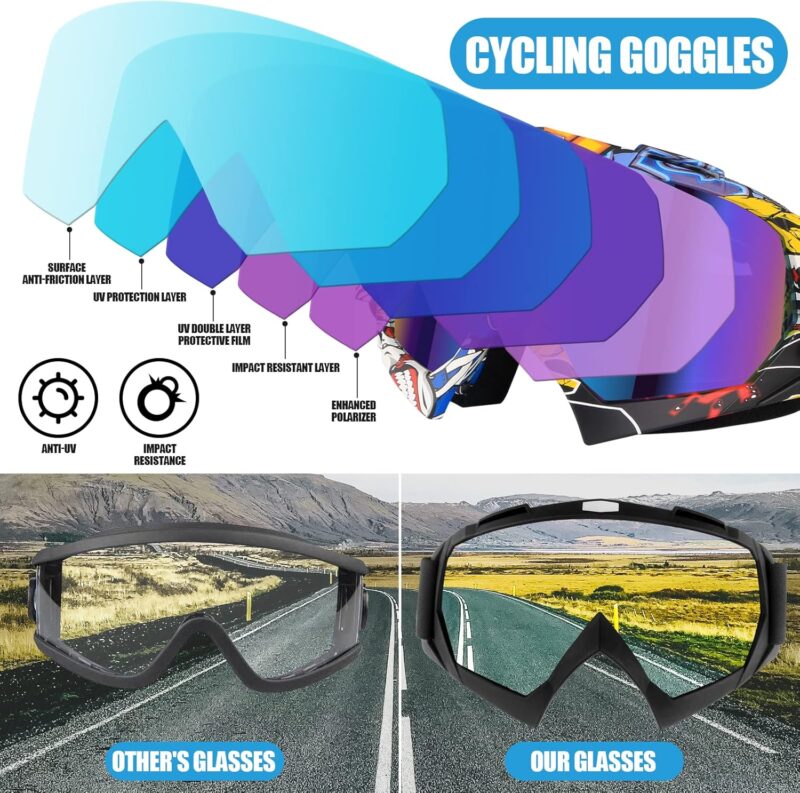 Motorcycle Glasses Riding Goggles Safety Glasses Helmet Motorcycle Accessories Powersports Protective Gear for Men Women