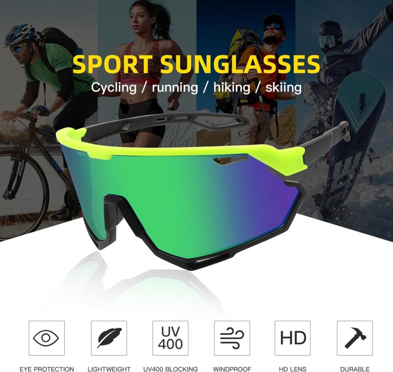 Sport Sunglasses for Men Women, Cycling Sunglasses MTB Frame for Outdoor Sports Softball Running Biking