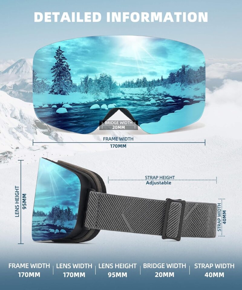 Ski Goggles for Men Women Snow Goggles Anti fog Snowboard Goggles with 100% UV Protection