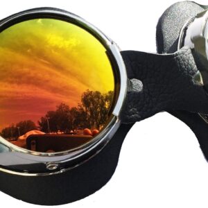 Classic Round Lens Moto Goggles Motorcycle MX Convertible Motorbike Scooter Interchangeable Lenses Steampunk Burning