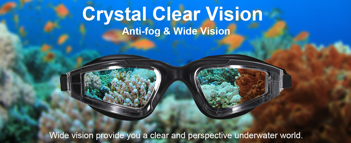 Clarity with our Anti-Fog and Anti-UV Swim Goggles