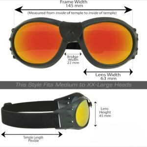 Motorcycle Safety Goggles Foam Padded Men Women Large Coverage with Large Microfiber Case