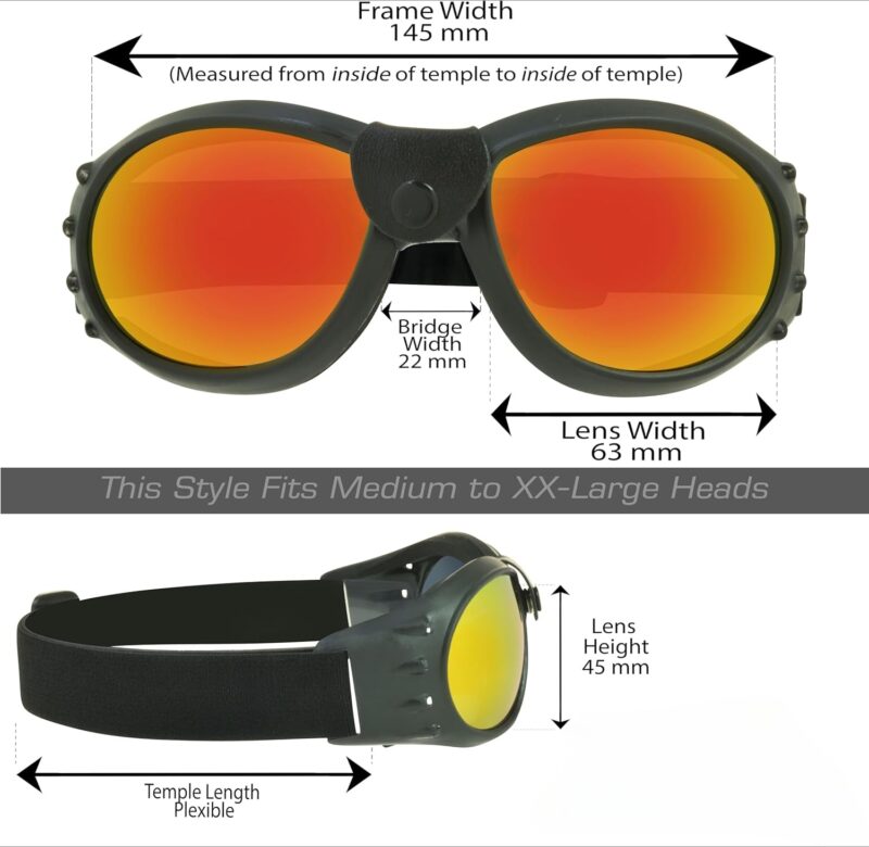 Motorcycle Safety Goggles Foam Padded Men Women Large Coverage with Large Microfiber Case