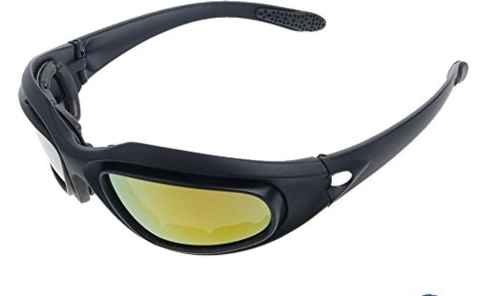 Motorcycle Riding Glasses Kit - with Easy Swap 4 lens colors kit (1 full kit with 9 accessories)
