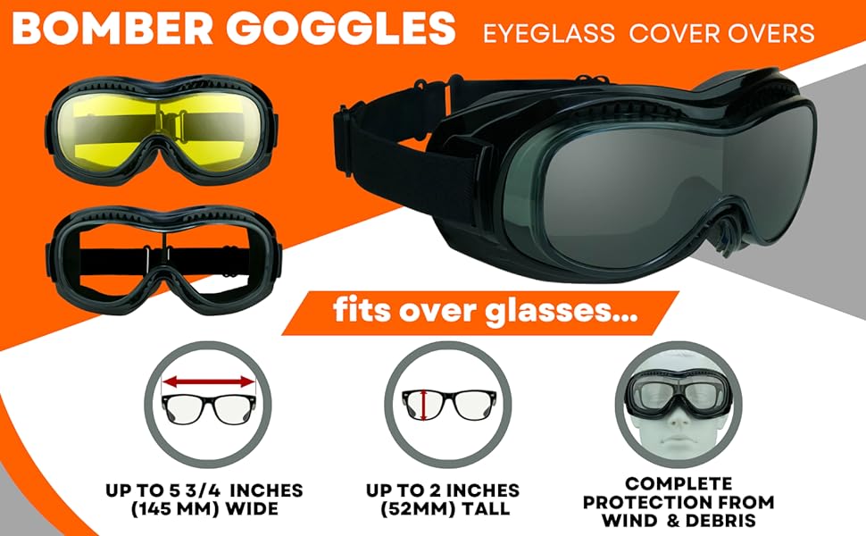 motorcycle cover over goggles fit over eye glasses prevent wind dust debris